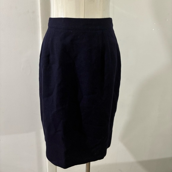 VINTAGE BRIGGS PETITE NEW YORK 100% WOOL NAVY BLUE STRAIGHT PENCIL SKIRT SIZE 10 - Picture 1 of 11